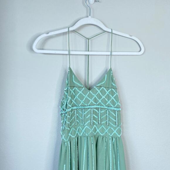 FROCK & FRILL Seafoam Green Gown Dress Size 2 Mint Maxi Elegant Party Sequin - Picture 3 of 10